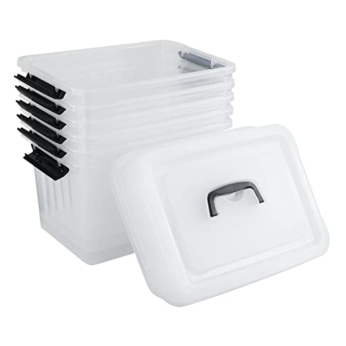 Kekow 6-Pack 10 L Plastic Storage Boxes, Clear Plastic Storage Bins with Lids - size: 10 L