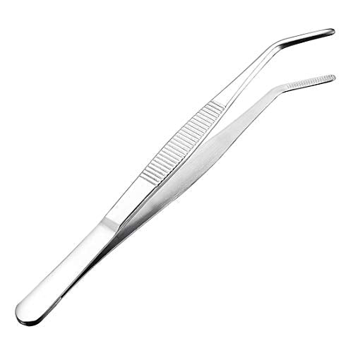 7 Inch Stainless Steel Tweezers with Curved Serrated Tip Multipurpose Forceps for Craft Repairing 2 Pack - size: 7 Inch