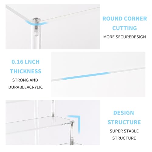 WEERSHUN 3 Tier Acrylic Display Stand Risers, Clear Tabletop Display Shelf for Perfume, Figures & Collectibles, Thick Acrylic Organizer for Cupcake, Cosmetics & Home Decoration - size: 1PACK 3-layer transparent