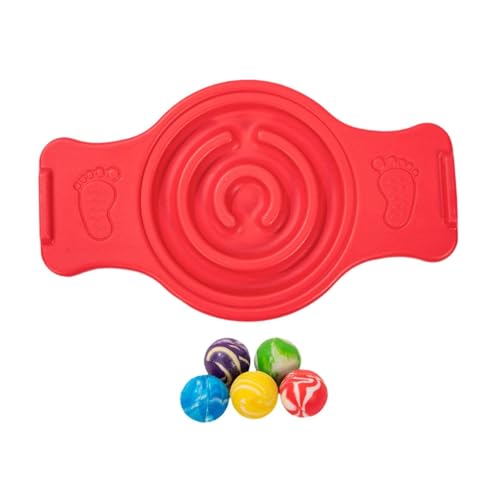 predolo Balance Board Maze Rocking Seesaw Sensory Training,Professional,Multipurpose,Labyrinth disks Wobble Board for Surfing Kids, Red