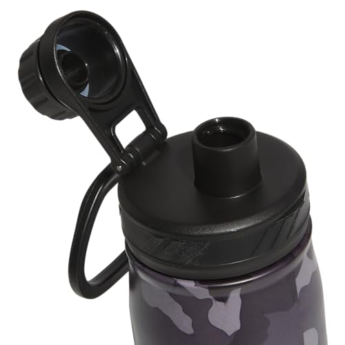 adidas Stainless Steel Metal Water Bottle 20 oz (600 mL) Screw Cap - color: Camouflage Carbon/Black/White