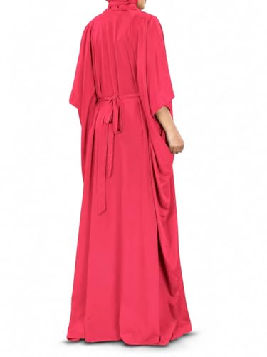MyBatua Women's Kaftan, Free Size Abaya, Dubai Islamic Dress, Muslim Maxi KF-001 - color: Sweet Pink