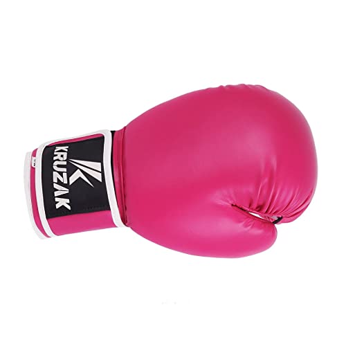Kruzak Plain Boxing Gloves for Sparring, Kickboxing, Muay Thai, Martial Arts & MMA Fighting - Men & Women Punch Bag Mitts Training and Focus Pads Punching - color: Pink, size: 12 oz