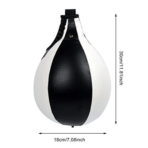 Speed Training Ball Boxing Pear Shape PU Speed Ball Pear Training Speedball Swivel Punch Bag Hanging Swivel Punch Ball for Boxing Punching Exercise(Black,White)