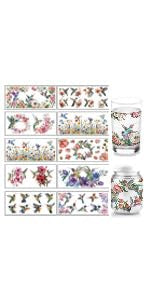 arricraft 10 Sheets UV DTF Cup Wrap Transfer Stickers, 10 Styles 9.45x4.33 Inchs Hummingbird Flower Rub on Transfers Decal for 16OZ Glass Cups Furniture Craft Wood DIY Crafts - style: Hummingbird