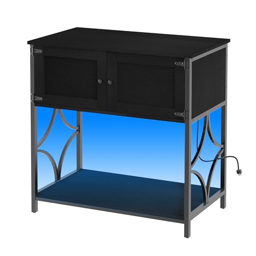 20-29 Gallon Aquarium Stand with Power Outlets & Cabinet Storage | 330lbs Capacity Metal Frame, Cabinet Storage, 30.7"x15.7" Tabletop, Fits Fish Tanks & Reptile Terrariums, Black