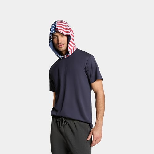 MISSION Cooling Hoodie Towel, Evaporative Cool Technology, Cools Instantly When Wet, UPF 50 Sun Protection, Contours Your Head to Stay in Place, Great for Sports, Fitness, Gym - color: Usa Flag
