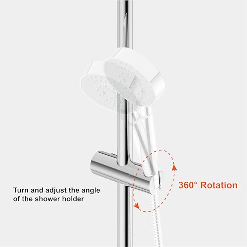 Shower Head Holder for Slide Bar Adjustable Hand Shower Holder Bracket for Slide Bar, Slider Clamp Bathroom Replacement,360 Degree Rotation Sprayer Holder, Polished Chrome Finish - color: Polished Chrome