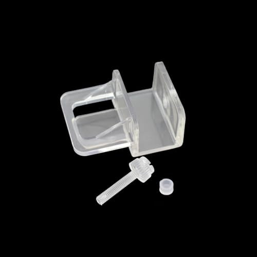 4PCS Transparent PC Plastic Aquarium Lid Clips with Screw Mesh Panel Anti Escape Fixing Clamp Suitable for 0.8 Inch Aquarium Glass Wall
