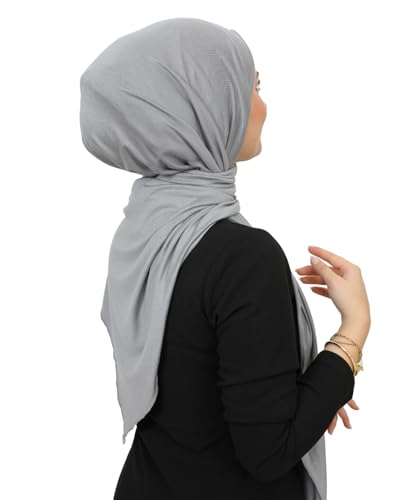 Prien Hijab for Women Viscose Scarf Lightweight Muslim Hijabs Long Shawl Islamic Scarves Turkey Silk Headscarf for Womens - color: Grey