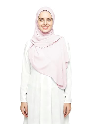 Lina & Lily Sparkle Shimmer Gold Glitter Women's Chiffon Hijab Head Scarf Shawl Wrap Lightweight - color: Pale Pink