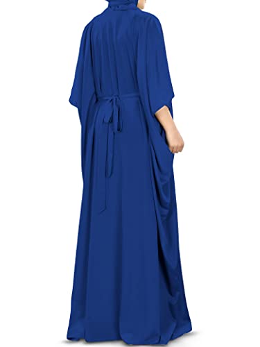 MyBatua Women's Kaftan, Free Size Abaya, Dubai Islamic Dress, Muslim Maxi KF-001 - color: Royal Blue