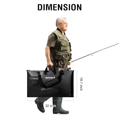 Fish Tournament Weigh in Bag for Bass Fishing, Heavy Duty Fish Bag for Caught Fish Waterproof,Leakproof,Puncture Resistant - color: Black-32×19.7in Upgraded