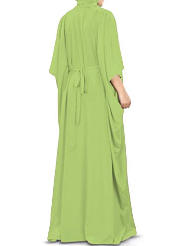 MyBatua Women's Kaftan, Free Size Abaya, Dubai Islamic Dress, Muslim Maxi KF-001 - color: Parrot Green