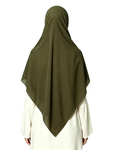 Lina & Lily Premium Chiffon Hijab Head Scarf Shawl Wrap for Muslim Women Square 58'' x 58'' - color: Dark Olive