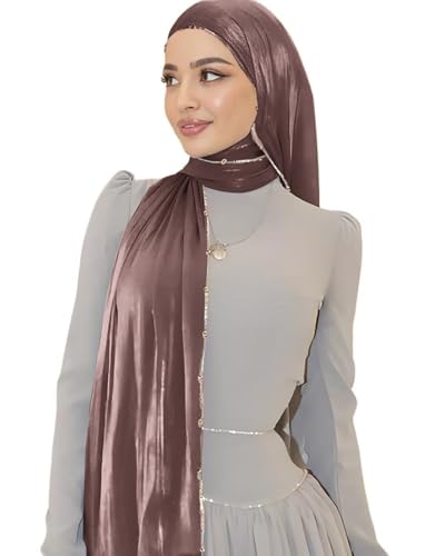 Shimmer Party Hijab, Lightweight Stylish Hijab Scarf for Women - color: Khaki