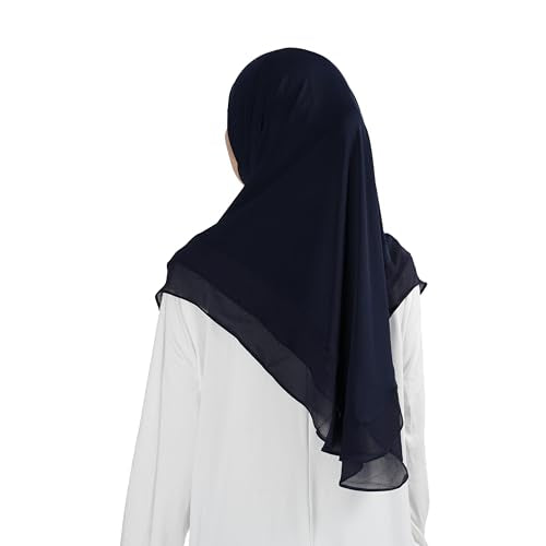 Hijab for Women Muslim Patterned Headscarf Arabian Headscarf Islamic Khimar Prayer Cloth Hijab Scarf for Women - color: Navy