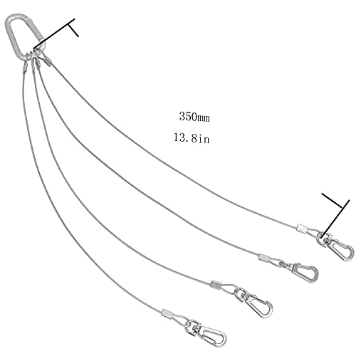 Rope Hanger 2pcs 304 Stainless Steel Basket Plant Hanger Holder Light Hanging Wire Rope for Light-Emitting Diode Grow Light, Aquarium Lighting Tank Lamp, Indoor and Outdoor Plant 34cm