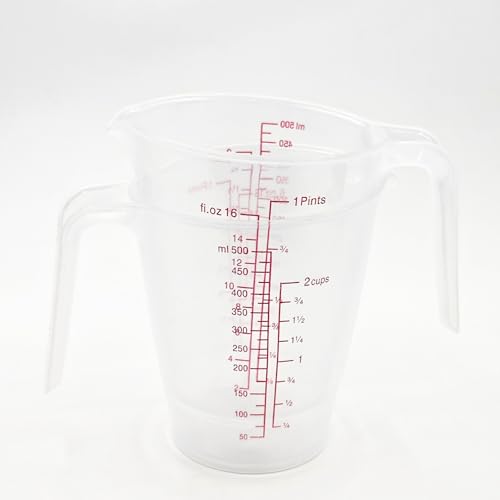Plastic Measuring Cup 2Pcs 250/500ML Measuring Mug 8/16oz with Handle Graduated Pitcher for Baking Flour Oil Powder Cooking Kitchen Measure Container (250+500ML) - color: 250+500ML