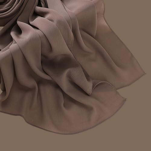 Premium Long Crinkle Chiffon Hijab Scarf for Women, Very Soft Muslim Head Scarfs - color: Violet