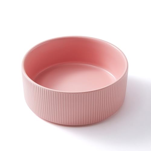 Guinea Pig Vegetable Bowl, 6 in Pink Ceramic Shallow Dish | Weighted Base, Approx. 20 fl oz Capacity, For Guinea Pigs, Chinchillas, Rabbits And Ferrets, Food Or Water
