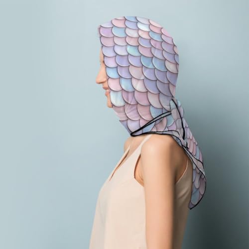 Women’s Square Scarf 27"x27", Lightweight Chiffon Satin Feel Fashion Scarf for Neck Hair Band Head Wrap Bag Accessory - color: Pastel Fish Scale