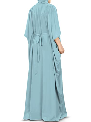 MyBatua Women's Kaftan, Free Size Abaya, Dubai Islamic Dress, Muslim Maxi KF-001 - color: Sky Blue