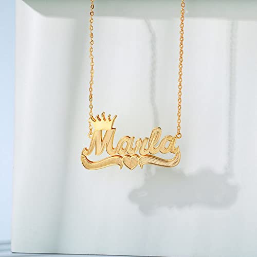 Custom Name Necklace Double Plated Name Necklace Personalized Name Plate Necklaces Name Necklaces for Women 18k Gold Plated Nameplate Pendant - color: Style 11