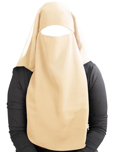 MyBatua 3 Layers Saudi Niqab In Breathable Georgette, Wholesale Price, 1pc Face Veil NQ-003 - color: Cream