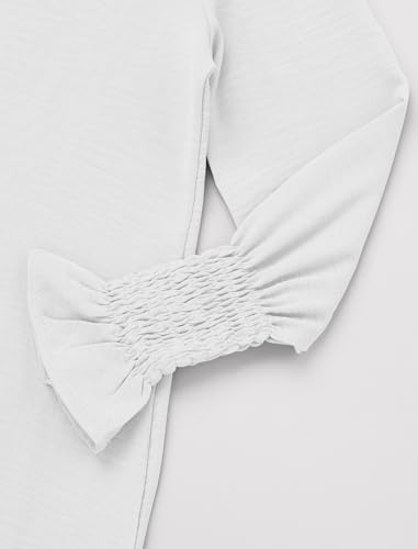IDOPIP Muslim Dress for Girls Islamic Prayer Abaya Smocked Long Sleeve Kaftan Robe Dresses with Hijab Ramadan Dubai Outfits - color: White, size: 7-8 Years