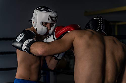 TITLE Boxing Leather Sparring Headgear - MMA & Muay Thai Protection - color: White, size: Standard