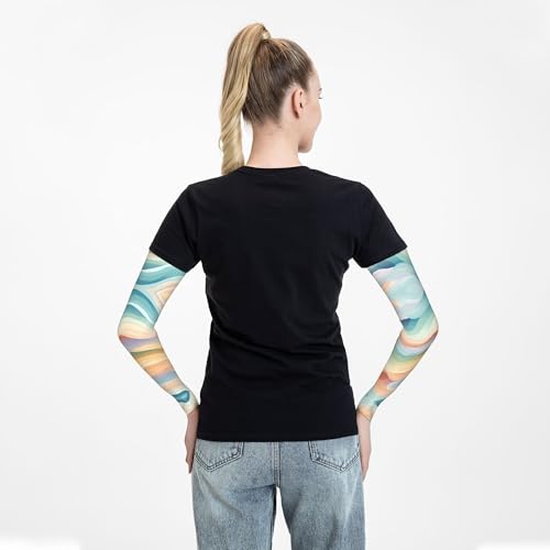 Arm Sleeves Outdoor Garden Sports Cooling Sun Sleeve for Women Men Farm - color: Abstract