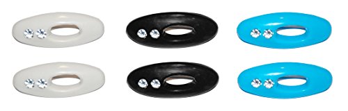 Classic Hijab Pins with Rhinestones - color: Assorted 6 Pack (White, Black, and Blue)