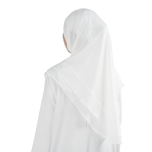 Hijab for Women Muslim Patterned Headscarf Arabian Headscarf Islamic Khimar Prayer Cloth Hijab Scarf for Women - color: White