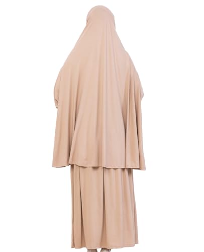Prien Soft Prayer Dress For Women, Muslim Abaya Hijab Set, Long Turkish Cotton Praying Outfit, Islamic Clothes For Ramadan - color: Deep Mink
