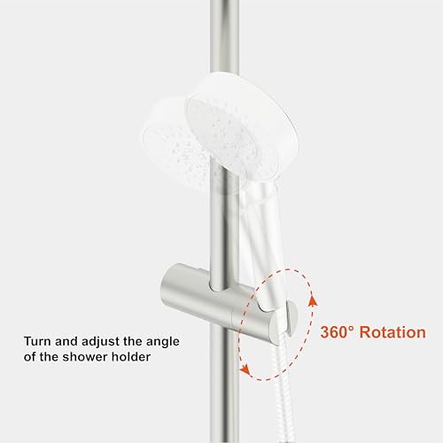 Shower Head Holder for Slide Bar Adjustable Hand Shower Holder Bracket for Slide Bar, Slider Clamp Bathroom Replacement,360 Degree Rotation Sprayer Holder, Brushed Nickel Finish - color: Brushed Nickel