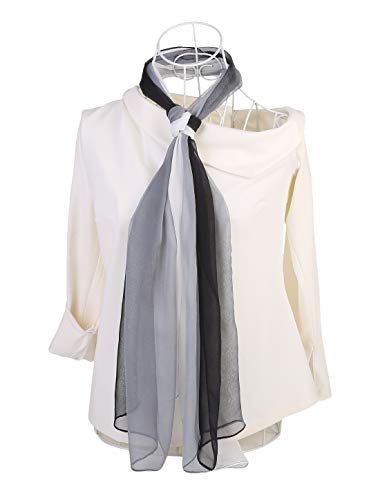 uxcell Women'sChiffon Sheer Long Scarf Silky Gradient Party - color: Black White