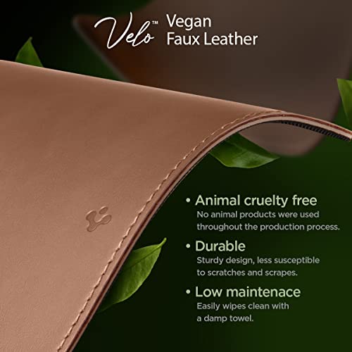 Spigen PU Leather Desk Pad, 35.4"x15.7" | Waterproof Desk Blotter Protector Computer Desktop Rubberized Base Easy Gliding Surface - Brown - color: Brown (Standard)