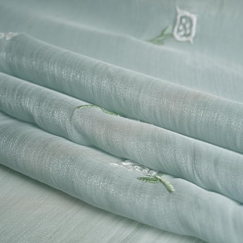 Shinny Threat Hijab Flower Embroidery Shawl Scarf Summer Cool Headwrap | Shinny Threat, Flower Embroidery - color: Light Green