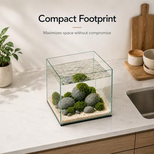 Aquatop High Clarity Low Iron Glass Cube Aquarium, 7.1 Gallon – 5mm Thick Glass – Slim Design – Ideal for Fresh & Saltwater – Desktop Tank with Silicone Sealing - size: 7.1 Gal