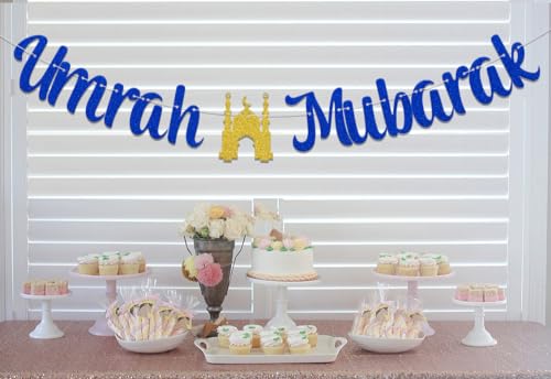 Umrah Mubarak Banner - Umrah Mubarak Decorations - Ramadan Decorations Blue - size: Blue Umrah Mubarak