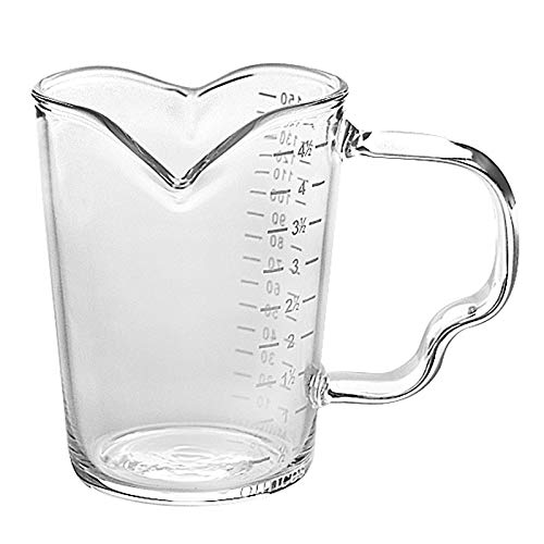 150ml Glass Measuring Cup Double Spouts Espresso Cup Shot Glass Heat-Resistant Handle Transparent Scale Ounce Measure Jugs Mixing Mug for Bar Party Wine Milk Coffee Liquid Heavy Glass Measuring Cup - color: 150ml