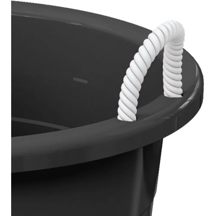 17 Gallon Heavy Duty Plastic Storage Tub with Rope Handles, Large Utility Bucket for Home Garage Garden, Leak-Resistant Stackable Container, Black (2-Pack)