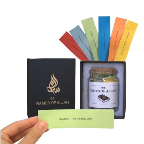 Islamic Inspirational Jars - Read Me When Quranic Verses, Hadith Collection, and 99 Names of Allah Jars - Quranic Affirmations - Ramadan and Eid Gifts for Muslims (99 Names of Allah) - style: 99 Names of Allah
