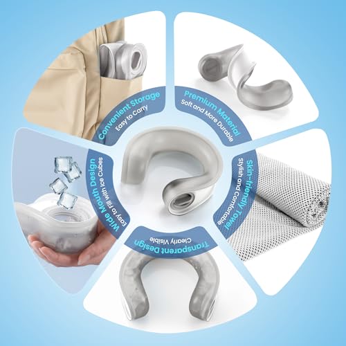 samply Reusable Ice Packs for Neck and Shoulder, Cold Compress, Relief of Pain, Swelling, Sprains, Office Pressure, Wearable Neck Cooler Towels of Cooling Wraps for Hot Weather,Dove Gray - color: Dove Gray