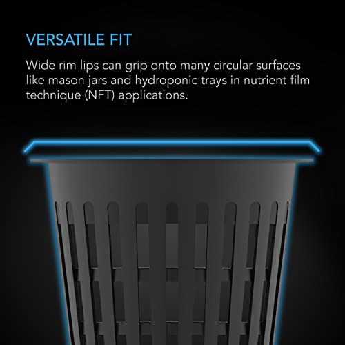AC Infinity Net Cups 10cm Heavy Duty Garden Slotted Net Pots with Wide Lip | Wide Lip Rims, 25-Pack Black Bucket Basket for Indoor Outdoor Growing, Orchids, Aquaponics, Hydroponics - size: 4"
