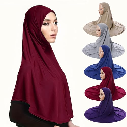 Ready To Wear Hijab For Women Instant Turban Stretch Soft Muslim Scarf For Prayer Long Hijabs Islamic Jersey Abaya - color: Navy