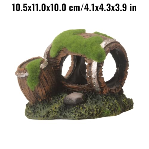 Aquarium Decor Resin Wine Barrel Cave for Fish and Shrimp - Realistic Simulation Barrel Tank Hiding Place for Cichlids, Shrimp, Small Fish