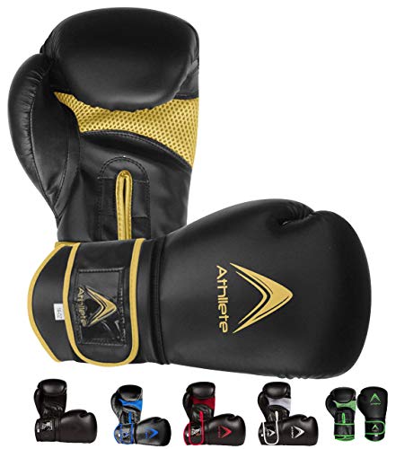 Athllete Men's Boxing Gloves - 12 oz Elite Training & Sparring Black/Gold