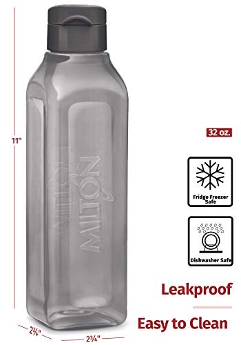 MILTON Sports Water Bottle Square Juice Box 4 Set 32 oz. Great for Juices Milk Smoothies Plastic Wide-Mouth Reusable Leak Proof Drink Bottle/Carton for School Bags Lunch Boxes Gym Flip Lid -BPA Free - size: 32 oz 4 pack